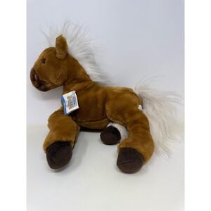 Animal Alley Mustang Horse Plush Brown White Mane Tags Toys R Us Exclusive VTG